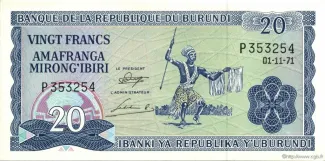 Burundi 20 Francs, 1973 image