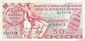 Burundi 50 Francs, 1973 image