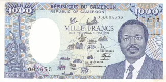 Cameroon 1.000 Francs, 1986-1992 obverse