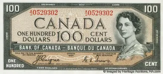 Canada 100 Dollars, 1954 image
