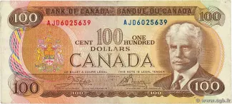 Canada 100 Dollars, 1975 image
