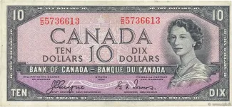 Canada 10 Dollars, 1954 image