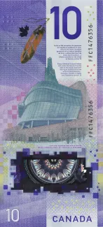 Canada 10 Dollars, 2018 reverse