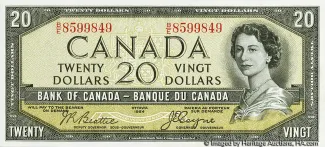 Canada 20 Dollars, 1954 image