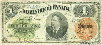 Canada 4 Dollars, 1882 image