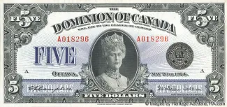 Canada 5 Dollars, 1924 image