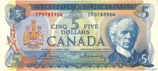 Canada 5 Dollars, 1972 image