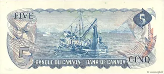 Canada 5 Dollars, 1972 reverse
