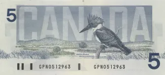 Canada 5 Dollars, 1986 reverse