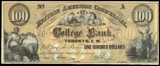 Canadian provinces 100 Dollars, 1864 obverse
