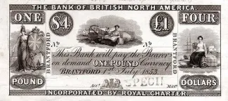 Canadian provinces 4 Dollars, 1853 obverse