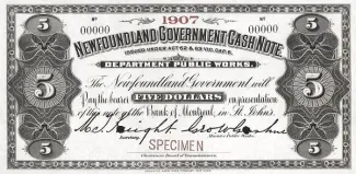 Canadian provinces 5 Dollars, 1907