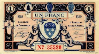 Cantal, Department of 1 Francs, 1915-1920 P-16 obverse