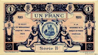 Cantal, Department of 1 Francs, 1915-1920 P-16 reverse
