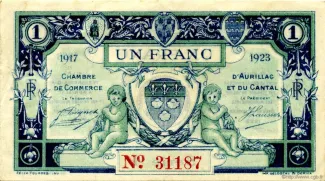 Cantal, Department of 1 Francs, 1917-1923 P-16