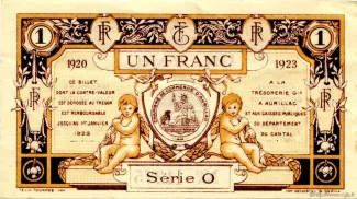 Cantal, Department of 1 Francs, 1920-1923 P-16 reverse