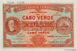 Cape Verde 50 Escudos, 1921 image