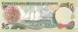 Cayman Islands 5 Dollars - Elizabeth II, 1998-2001 reverse