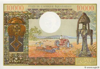Central African States 10.000 Francs, 1968 reverse