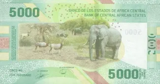 Central African States 5.000 Francs, 2020 reverse