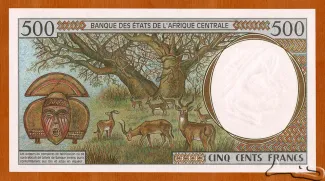 Central African States 500 Francs, 1993-2002 reverse