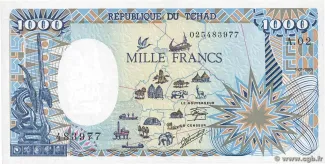 Chad 1.000 Francs, 1985-1992 obverse