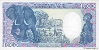Chad 1.000 Francs, 1985-1992 reverse
