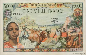 Chad 5.000 Francs, 1980 obverse