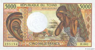 Chad 5.000 Francs, 1984-1991 obverse