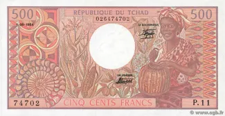 Chad 500 Francs, 1980-1984 obverse