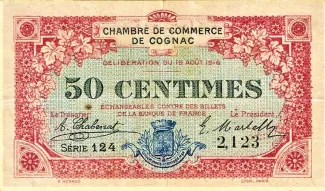 French notgeld 50 Centimes, 1916 obverse