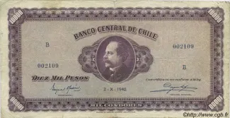 Chile 10.000 Pesos, 1940 image
