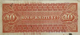 Chile 10 Pesos, 1888-1889 reverse