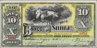 Chile 10 Pesos, 1890 obverse