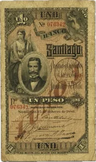 Chile 1 Peso, 1896 obverse