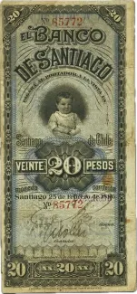 Chile 20 Pesos, 1886 obverse