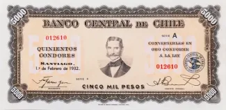 Chile 5.000 Pesos, 1932 image