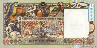 Colombia 10,000 Pesos, 1993-1994 P-437 reverse