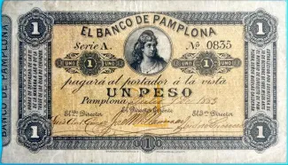 Colombia 1 Peso - Banco de Pamplona, 1883 obverse