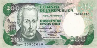 Colombia 200 Pesos Oro, 1992 image