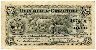 Colombia 2 Pesos, 1904 P-310 obverse