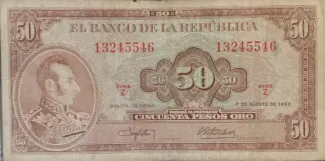 Colombia 50 Pesos Oro, 1967 image