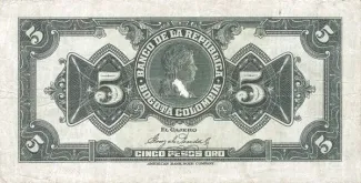 Colombia 5 Pesos Oro, 1923 reverse