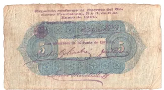 Colombia 5 Pesos, 1873-1900 reverse