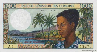 Comoro Islands 1.000 Francs, 1976 obverse