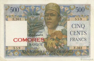 Comoro Islands 500 Francs, 1960-1963 obverse