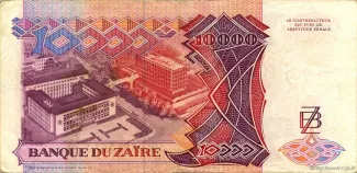Zaire 10.000 Zaires, 1989 reverse