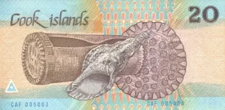 Cook Islands 20 Dollars, 1987 reverse