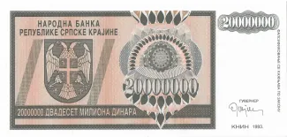 Croatia 20.000.000 Dinara, 1993 image