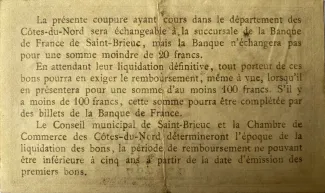 French notgeld 50 Centimes, 1918 reverse